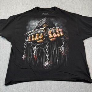 Spiral Shirt Men XL Black Game Over Grim Reaper Gothic Graphic Skull y2k